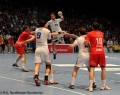 08.06.2013, Handball,  MT Melsungen, HSV Hamburg,
v.l. MT, MT, HSV 9 Igor Vori, HSV 19 Stefan Terzic, HSV, MT 10 Malte SchrÃ¶der