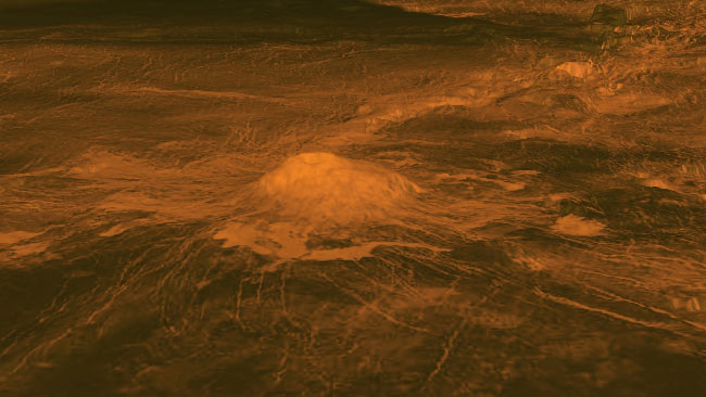 Geologisch junge Lavaströme an den Flanken des Venusvulkans Idunn Mons