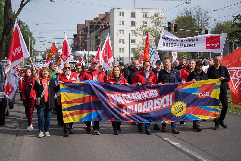 “DGB Kreisverband Kassel demonstrierte für Solidarität und soziale Gerechtigkeit am 1. Mai 2023”
