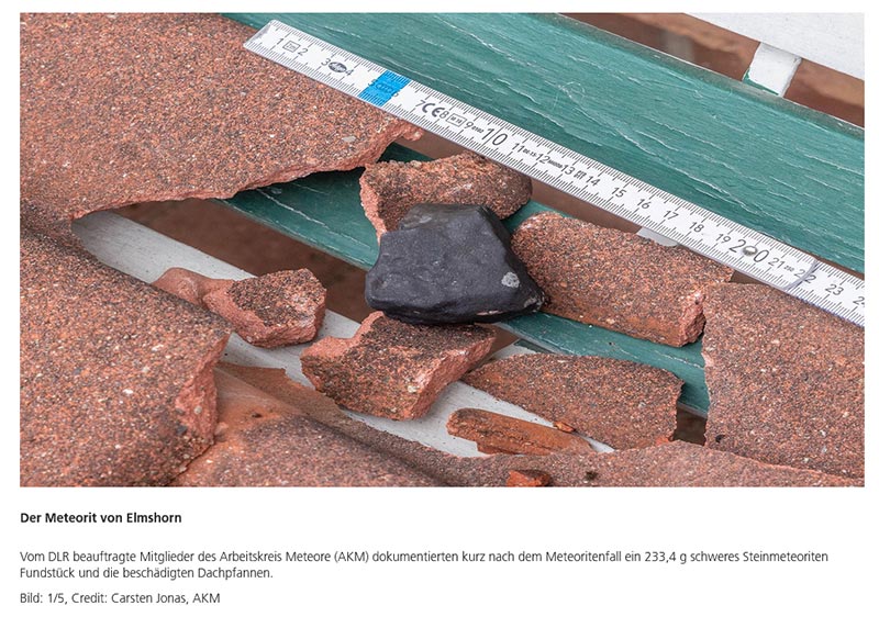 Einschläge und Funde von Gesteins-Bruchstücken aus dem All
